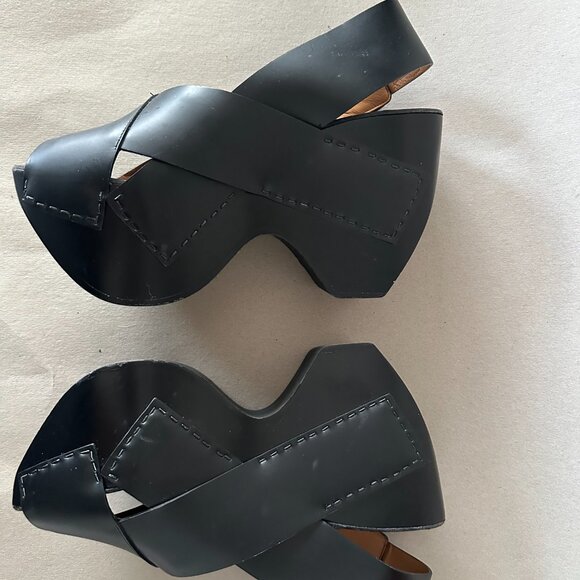 Acne Studio Criss Cross Leather Platform Shoes - Picture 3 of 6